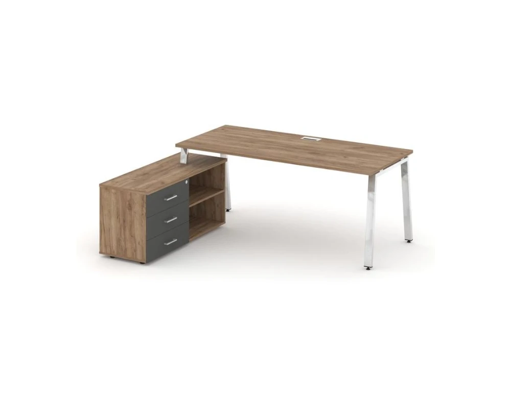 Стол письменный с греденцией левой на А-образном каркасе 1380x800x750 Стайл Проджект Директ Люкс / Style Project Direct Lux