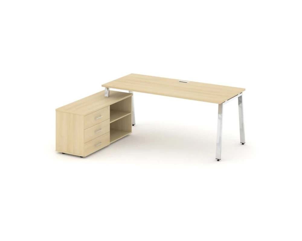 Стол письменный с греденцией левой на А-образном каркасе 1380x800x750 Стайл Проджект Директ Люкс / Style Project Direct Lux