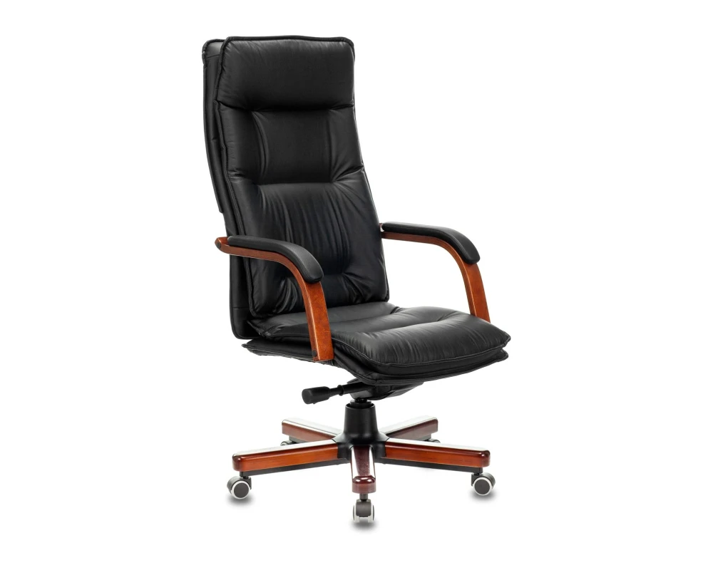 Кресло Бюрократ T-9927WALNUT Натуральная кожа, Черный